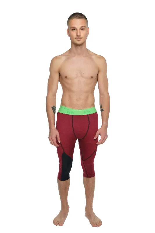 Performance Yoga Leggings - 3/4 (Brick Red Heather) Confident Men's Power Confident Men's Power