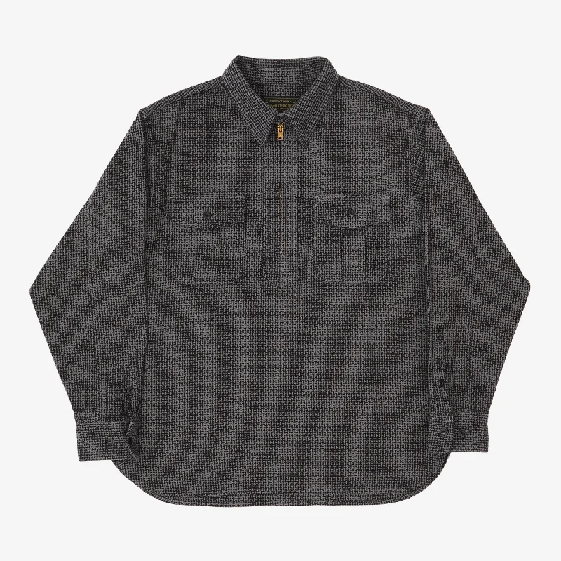 Hounds Tooth Half Zip Work Shirt Sophisticated Men's French Sophisticated Men's French