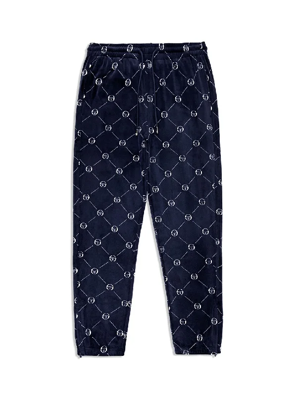 Cosimo Velour Track Pant- Maritime Blue Elegant Men's Formal  Elegant Men's Formal 