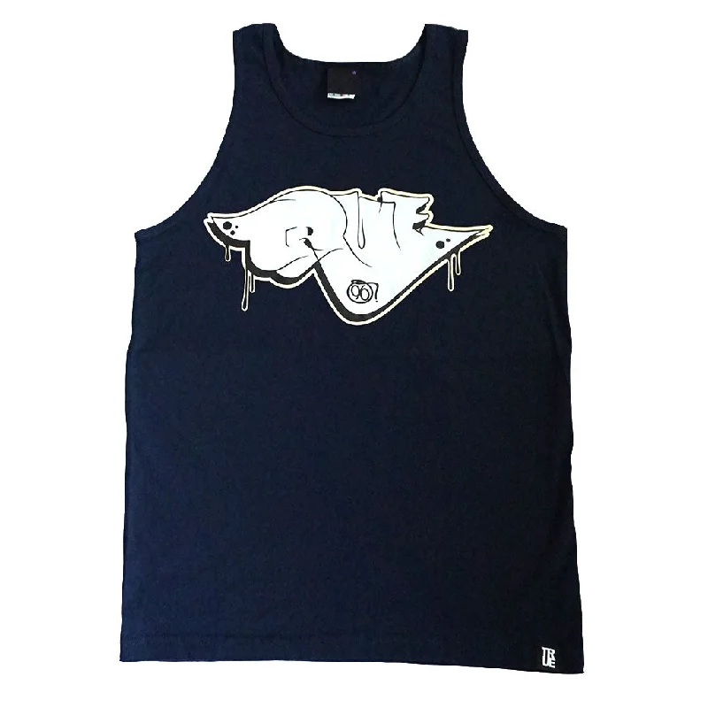 True Mens Throwie Tank Top Navy Business Business