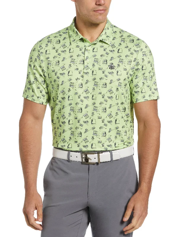 Men's Retro Arcade Print Polo Gym Gym