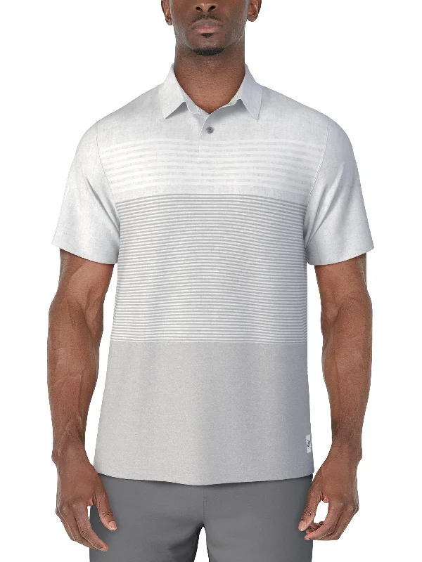 Men's Short Sleeve Distressed Stripe Printed Polo Refined Men's Hand Refined Men's Hand