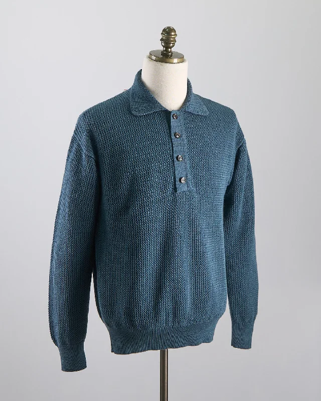 Openwork Stitch Polo Sweater Polished Men's Satin Polished Men's Satin