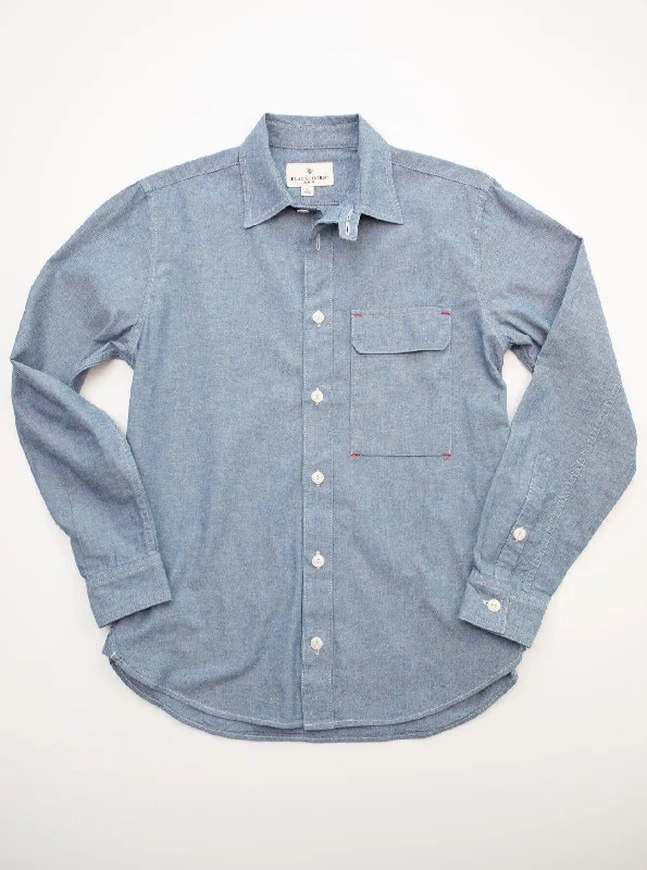 Blackthorn Denim - Hudson Work Shirt - Mid Blue Masculine Men's  Masculine Men's 