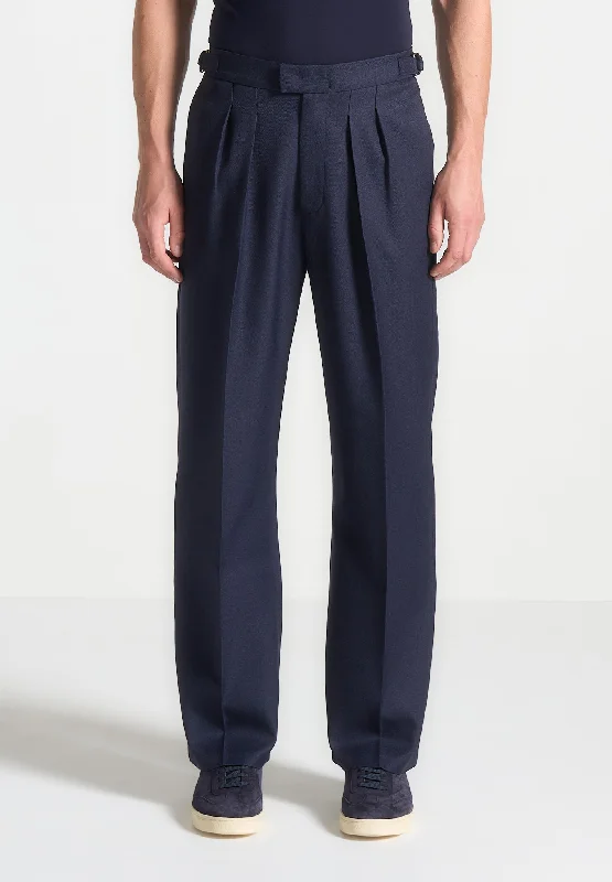 Relaxed Fit Twin Pleat Tailored Trousers - Navy Youthful Men's Pop Youthful Men's Pop