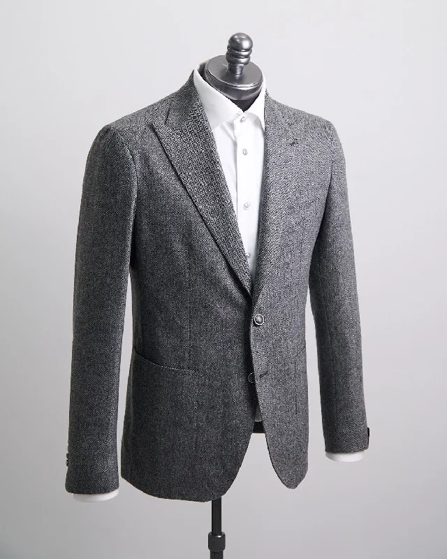 Wool & Cashmere Herringbone Soft Tweed Sport Jacket Streetwear Style Streetwear Style