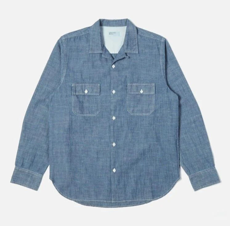 Universal Works - Worker Shirt In Indigo Chambray British Gentleman Style British Gentleman Style