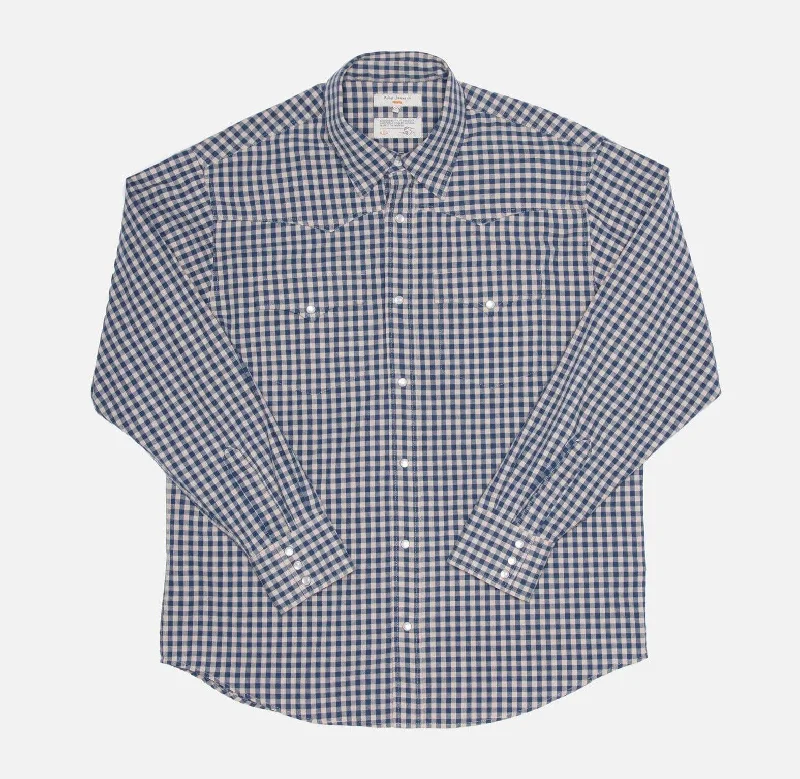 Nudie Jeans Co. - Sigge Gingham Cowboy Shirt Indigo Trendy Men's Oversized Trendy Men's Oversized