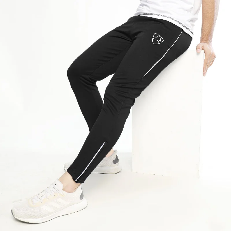 Black Interlock Bottoms With Piping and Ankle Zips Stylish Men's Tropical  Stylish Men's Tropical 