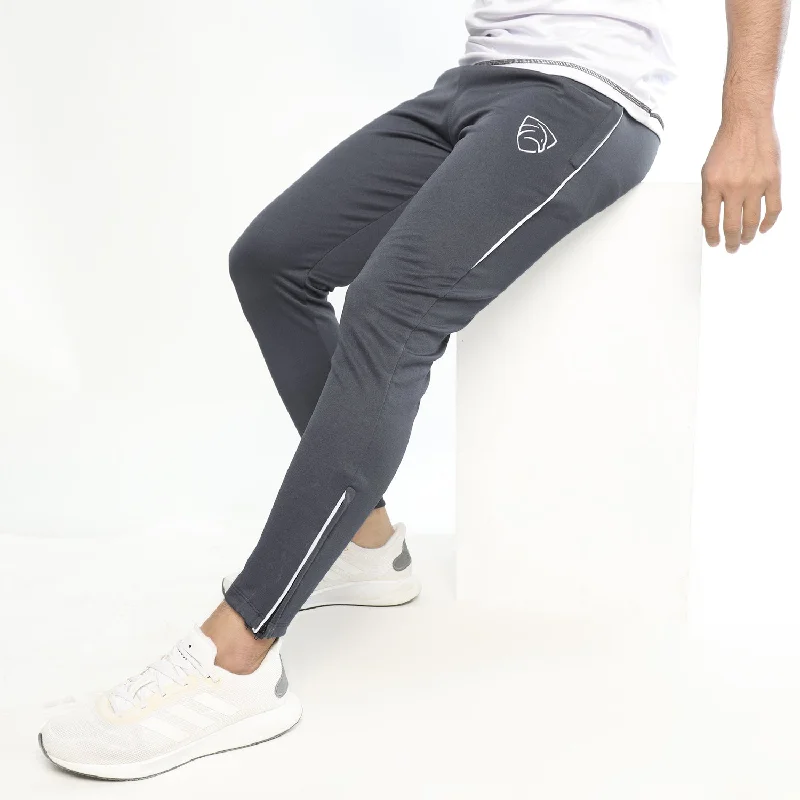 Charcoal Interlock Bottoms With Piping and Ankle Zips Artistic Men's Avant Artistic Men's Avant