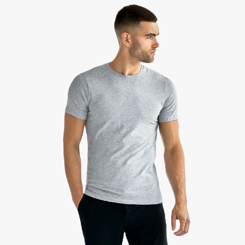 2-Pack Crew-Neck Cotton T-Shirt (Grey Melange) Preppy Men's College Preppy Men's College