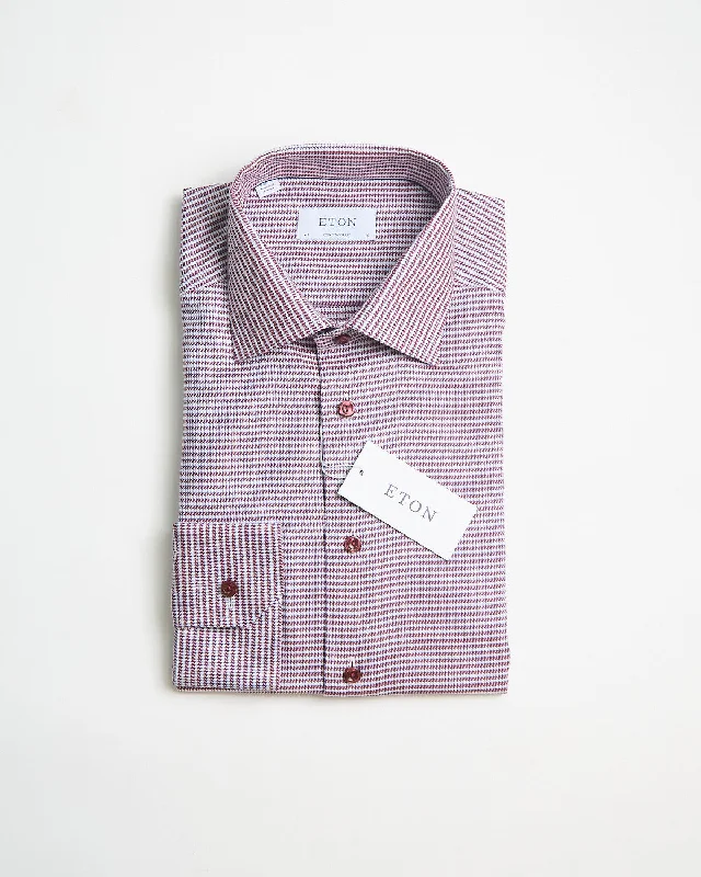 Red Houndstooth Signature Twill Contemporary Shirt Elegant Men's Formal  Elegant Men's Formal 