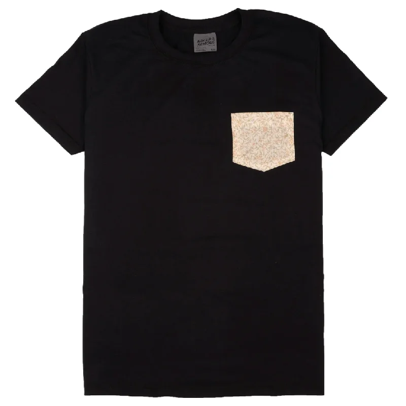 Pocket Tee (Black + Bell Flowers - Cream) Sporty Men's Tennis Sporty Men's Tennis