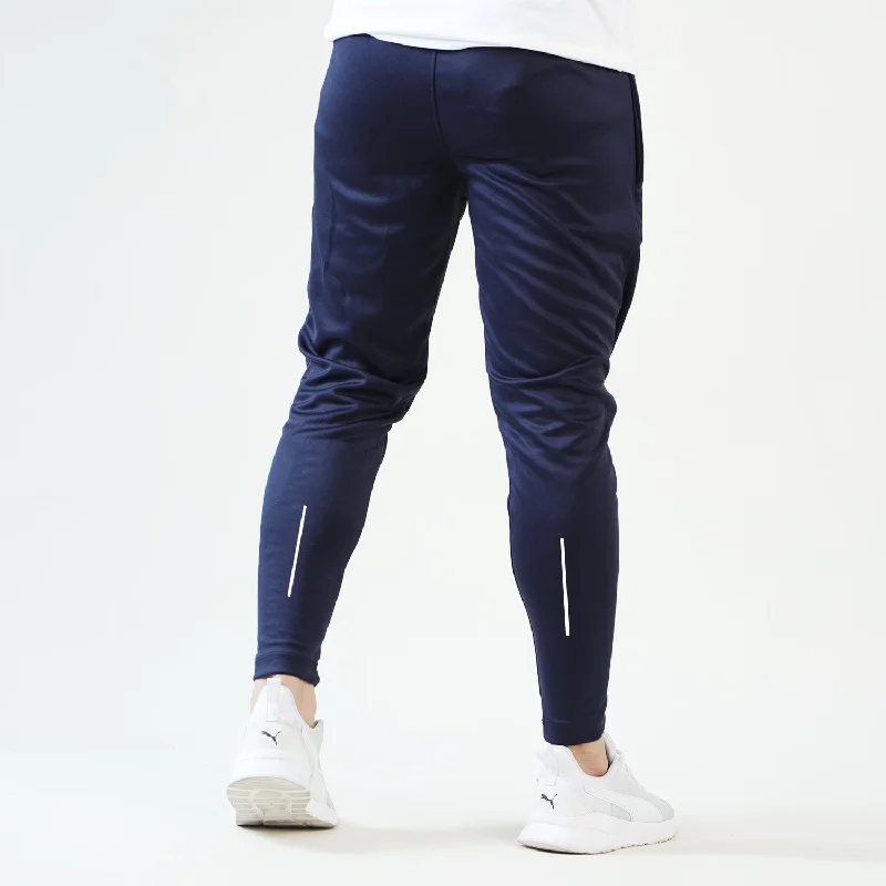 Navy Interlock Bottoms With Front Logo And Calf Printing Sleek Men's Contemporary  Sleek Men's Contemporary 