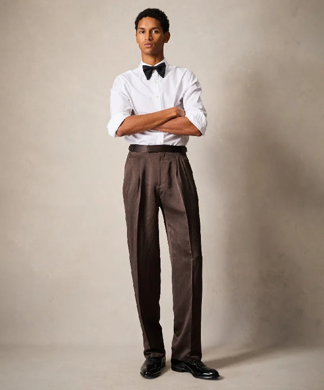 Italian Relaxed Tuxedo Trouser in Brown Gym Gym