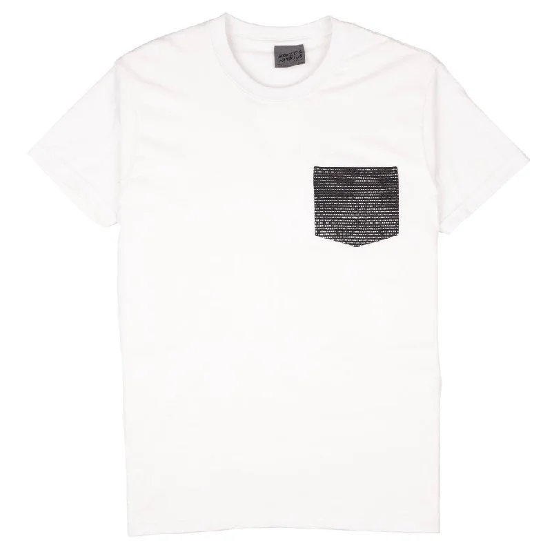 Pocket Tee (White + Slub Sashiko Denim) Sleek Men's Metallic Sleek Men's Metallic