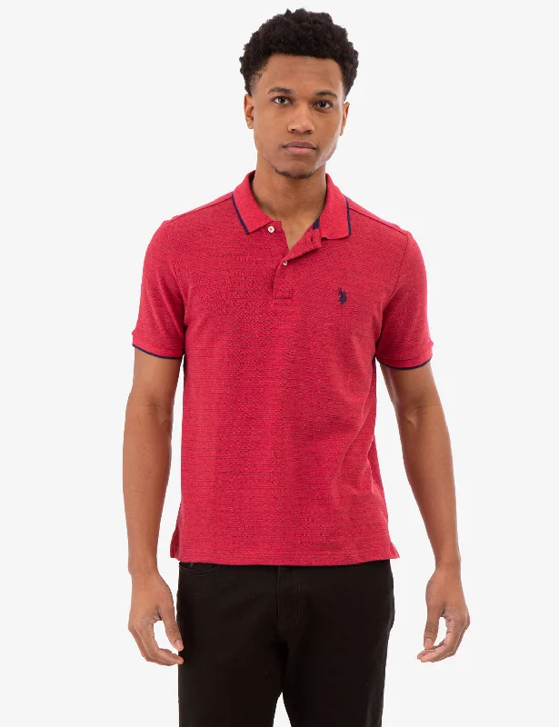 JACQUARD MARLED STRIPE POLO SHIRT Tough Men's Military Tough Men's Military