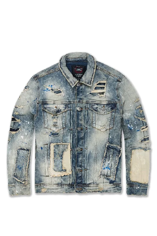 Washington Heights Denim Trucker Jacket (Desert Storm) Trendy Men's Oversized Trendy Men's Oversized