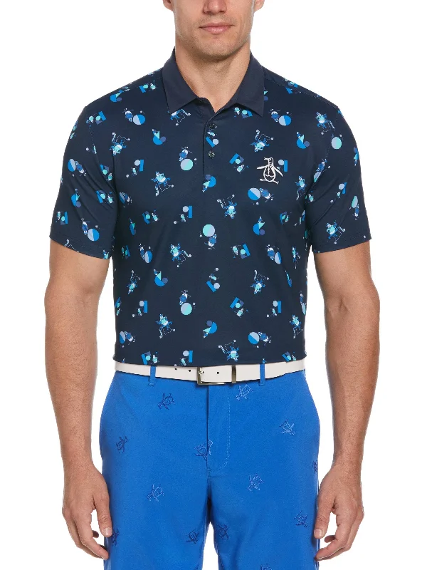 Men's Memphis Pete Print Short Sleeve Golf Polo Shirt Sporty Men's Athleisure  Sporty Men's Athleisure 