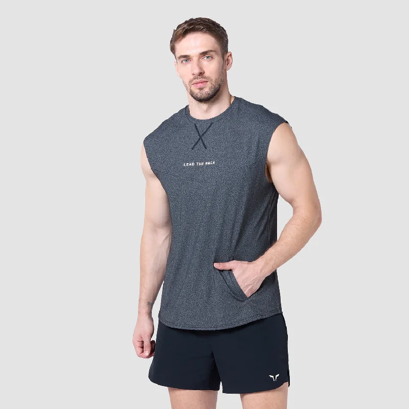 Statement Dropped Shoulder Top 2.0 - Black Marl Gym Gym