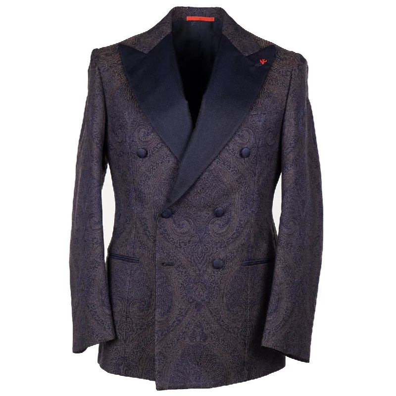 Isaia Paisley Brocade Smoking Jacket Traditional Men's Wool Traditional Men's Wool