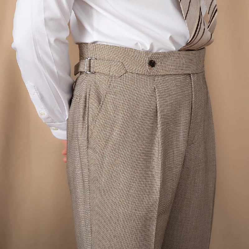 Sorrento Birdseye Textured Double Pleated Trousers Stylish Men's Tropical  Stylish Men's Tropical 