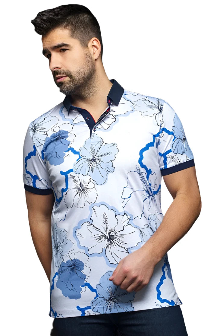 Molokai Polo - White/Blue (2X) Cool Men's Distressed Cool Men's Distressed