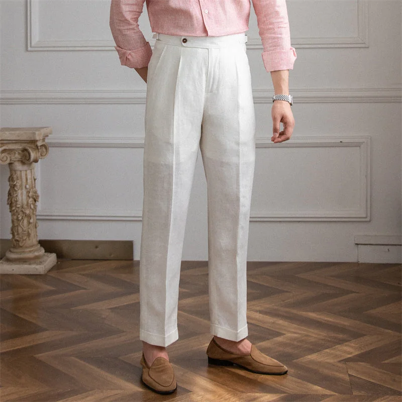 Monte Carlo Linen Pleated Trousers Modern Men's Tech Modern Men's Tech