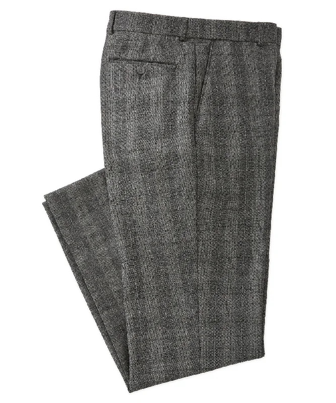 Wool Saxony Check Flat-Front Pant Hip Men's Retro Hip Men's Retro