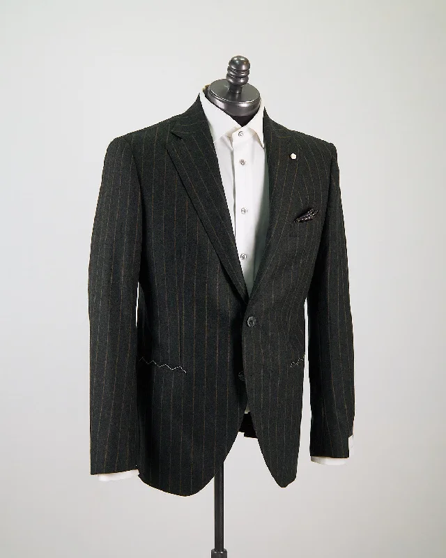 Wool Flannel Stretch Striped Suit Unique Men's Upcycled Unique Men's Upcycled