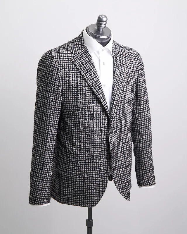 Pied-De-Poule 'Perfect Fit' Soft Wool Silk & Cashmere Sport Jacket Stylish Men's Tropical  Stylish Men's Tropical 