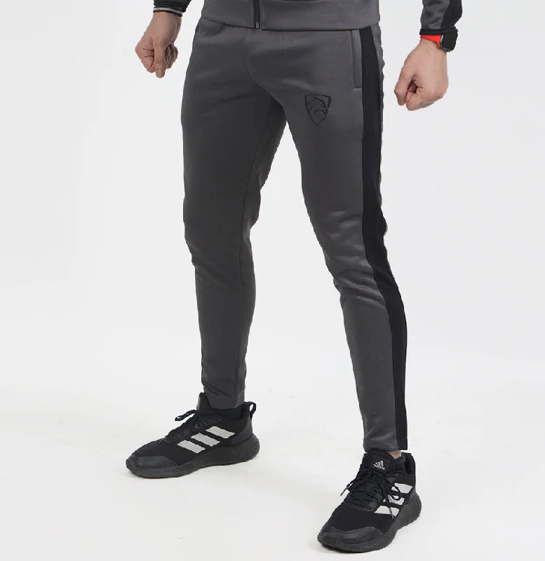 Charcoal Poly Fleece Bottoms With Black Panel Luxurious Men's High Luxurious Men's High