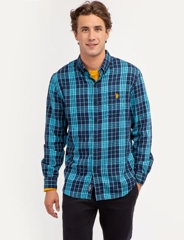 PEACHED TWILL YARN DYE PLAID SHIRT Modern Men's Tech Modern Men's Tech