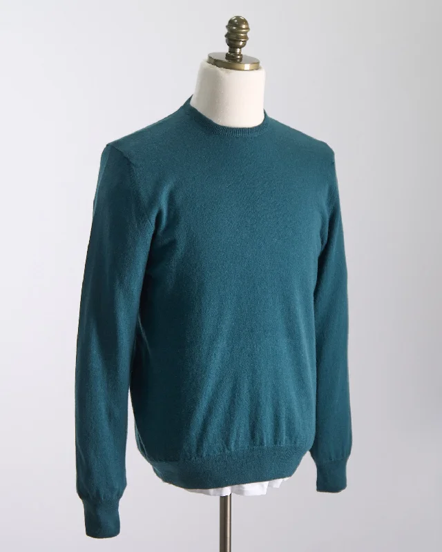 100% Cashmere Girocollo Punto Rasato Sweater Refined Men's European Refined Men's European