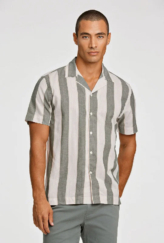 LINDBERGH STRIPED LINEN SS SHIRT Gym Gym