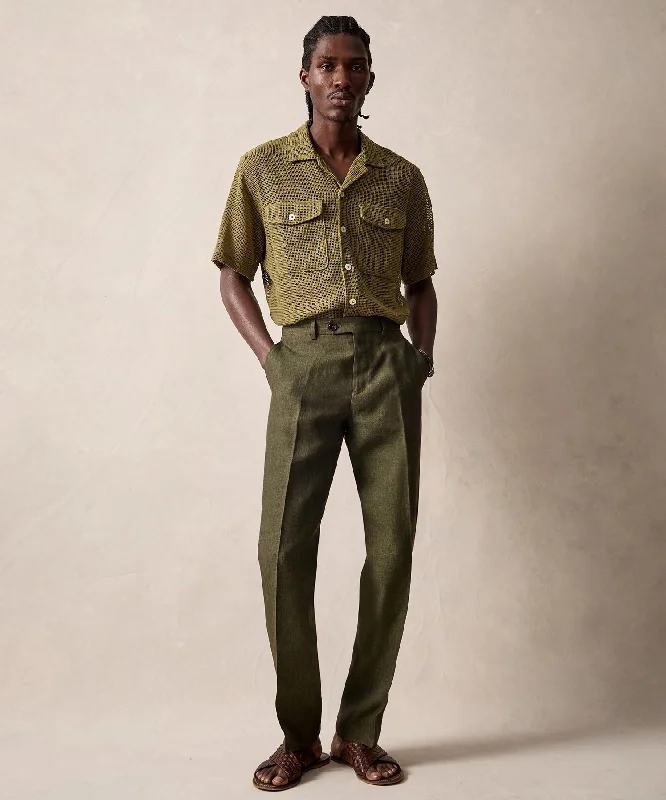 Italian Linen Sutton Trouser in Olive Sporty Men's Athleisure  Sporty Men's Athleisure 