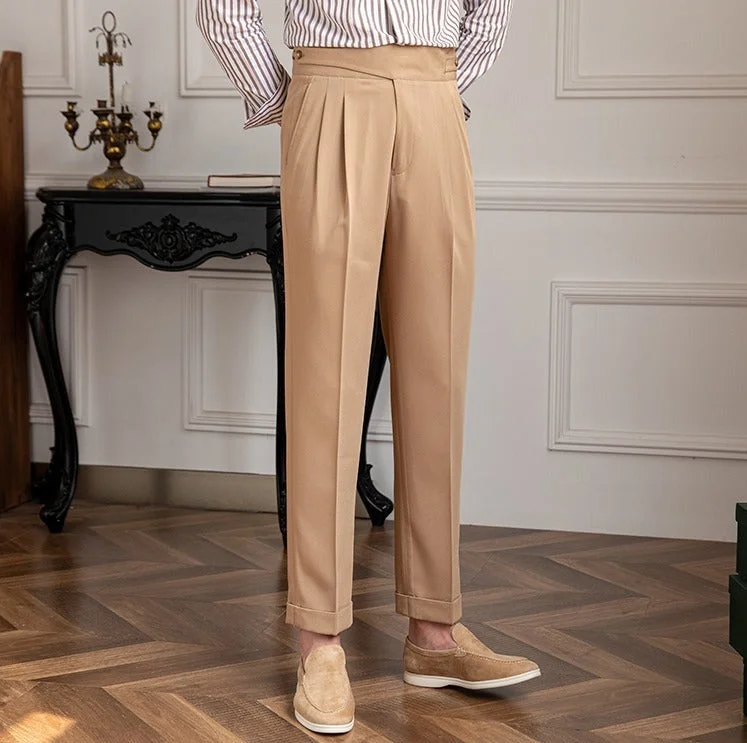 Moneglia Straight Fit Pleated Trousers Practical Men's Quick Practical Men's Quick