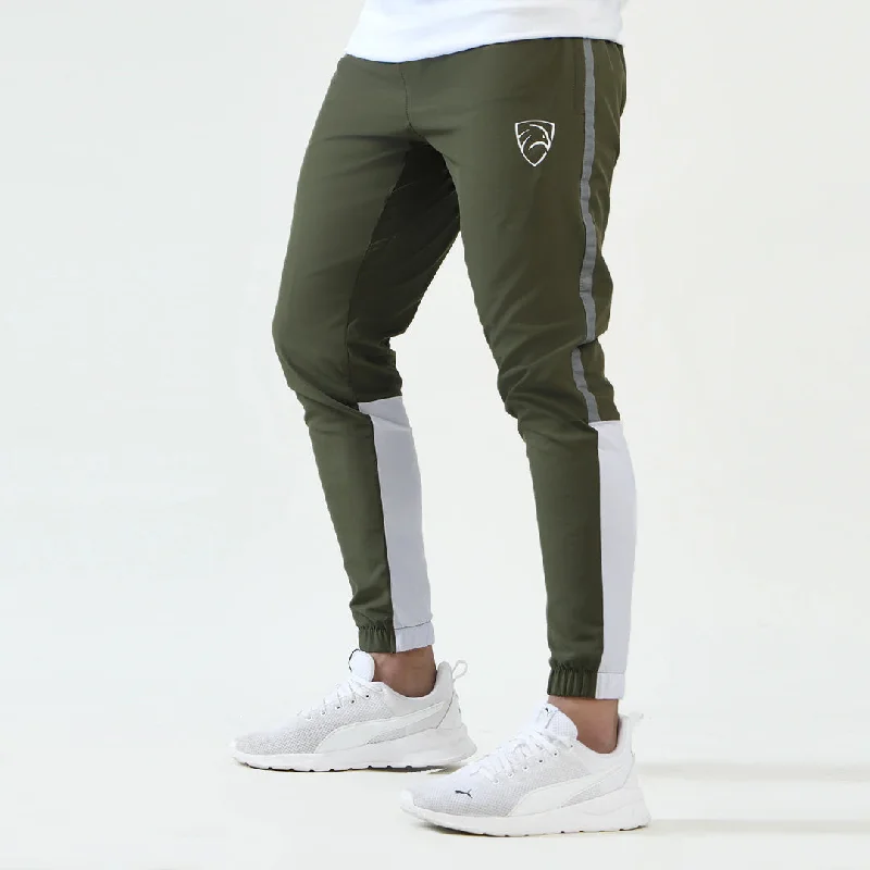 Olive Green Micro Bottoms With White Panel And Reflector Piping Cool Men's Skate Cool Men's Skate