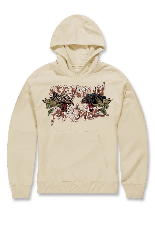 Untamed Pullover Hoodie (Light Khaki) Sleek Men's Metallic Sleek Men's Metallic