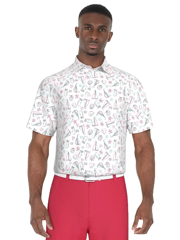 Men's Vacation Print Performance Golf Polo Gym Gym