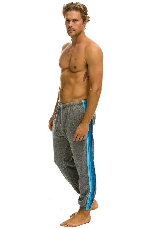 5 STRIPE SWEATPANTS - HEATHER GREY // BLUE Monochromatic All Monochromatic All