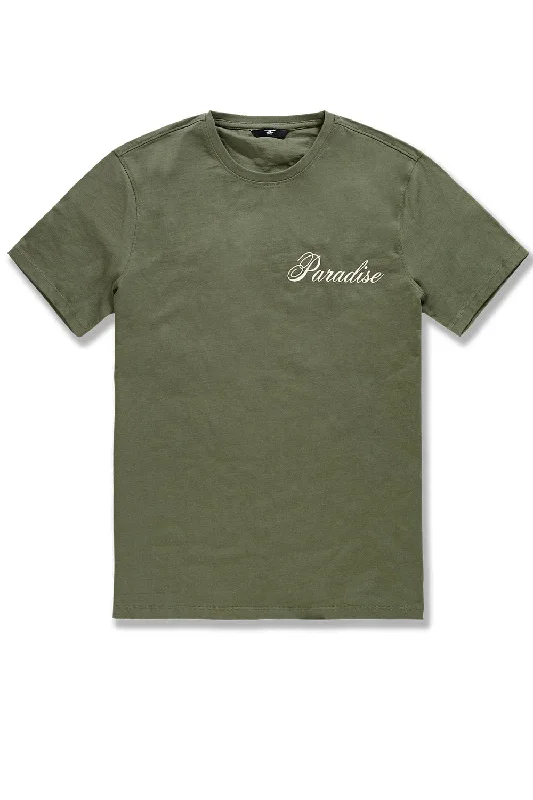 Paradise T-Shirt (Olive) Dapper Men's 1920S Dapper Men's 1920S