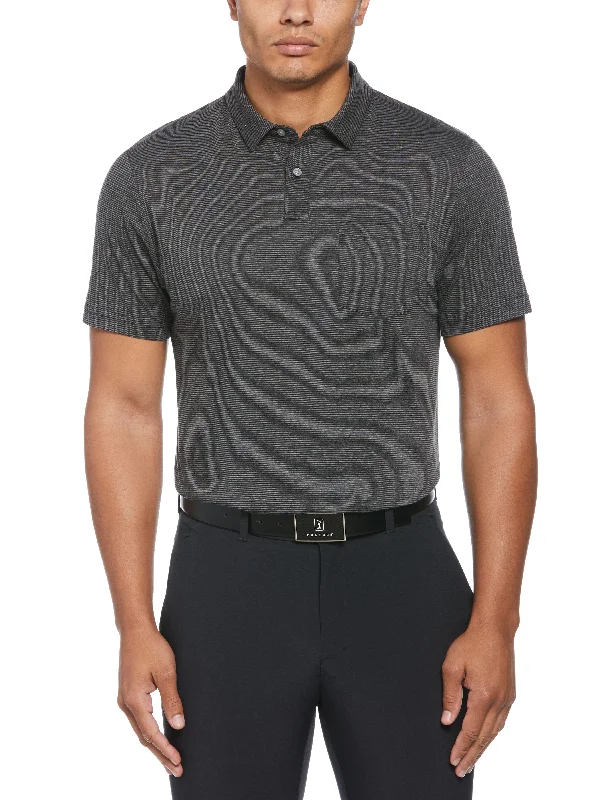 Men's Short Sleeve Fine Line Eco Polo With Pocket Modern Men's Geometric Modern Men's Geometric