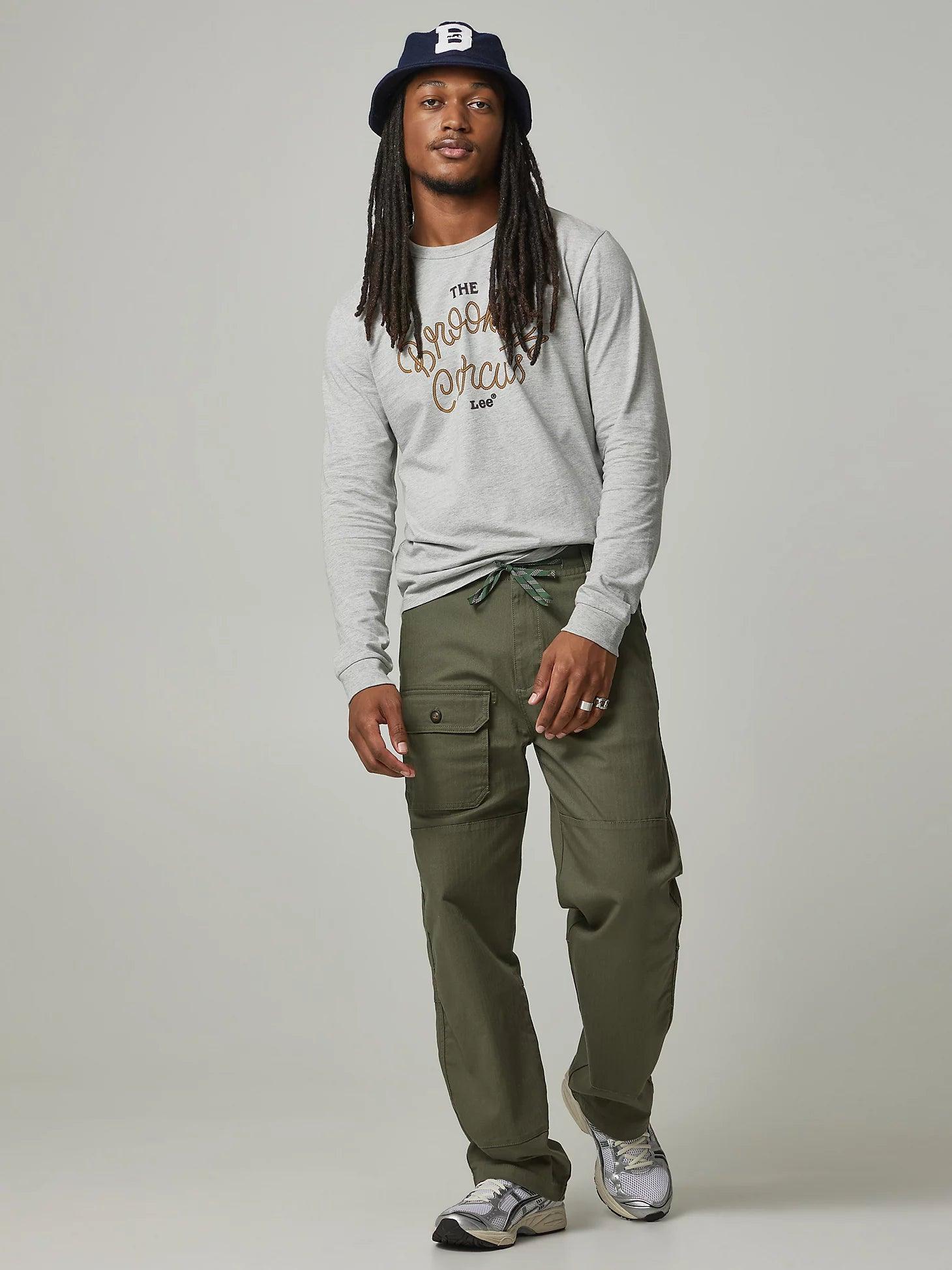 THE LEE® X BROOKLYN CIRCUS® Long Sleeve Tee in Grey Trendy Men's Oversized Trendy Men's Oversized