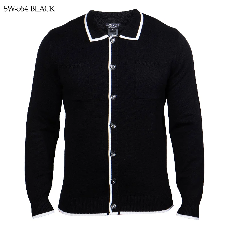 Prestige SW-554 Long Sleeve Polo Sweater - Black Business Business