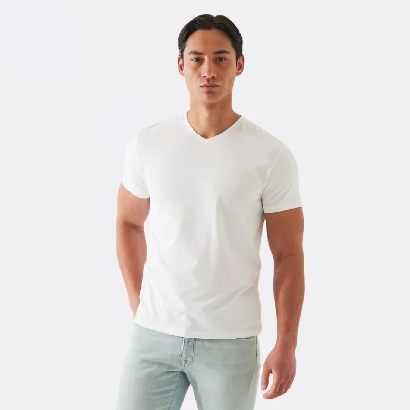 Pima Cotton Stretch V-Neck T-Shirt (White) Elegant Men's Formal  Elegant Men's Formal 