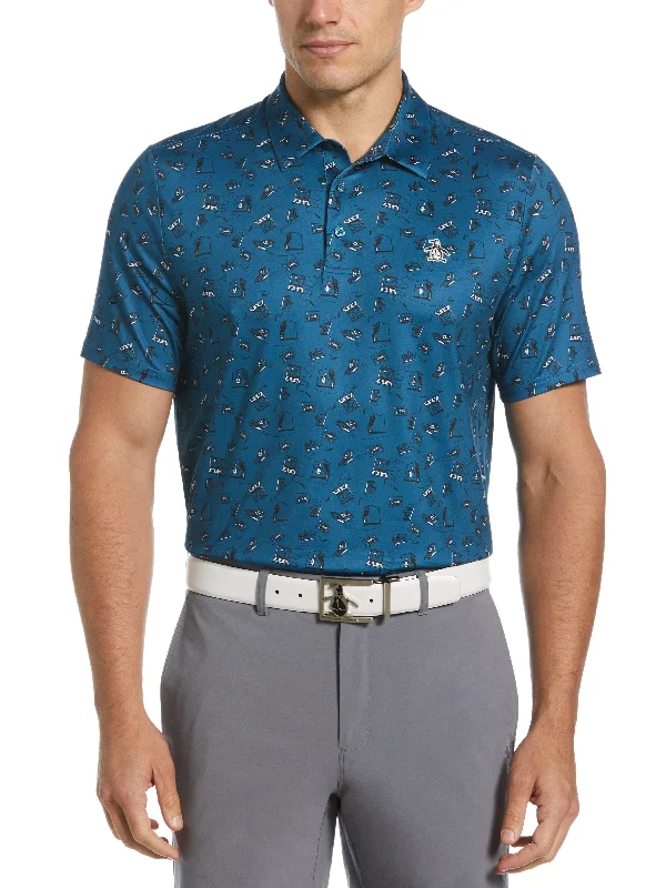 Men's Retro Arcade Print Polo Gym Gym