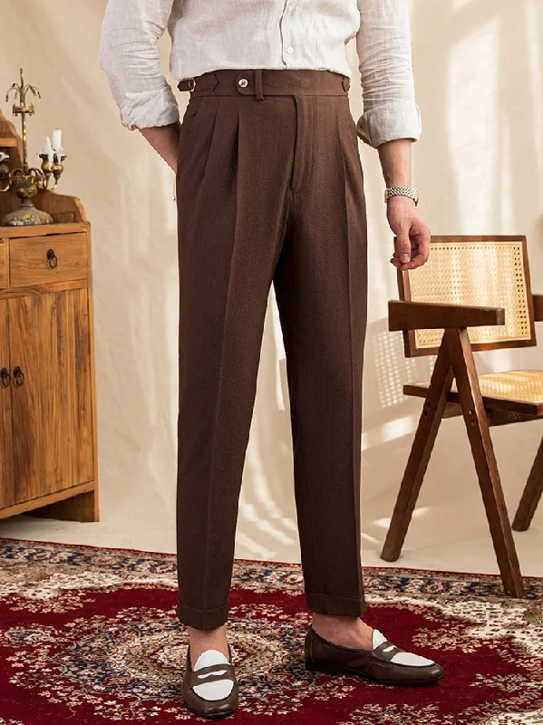 Monterosso Seersucker Pleated Trousers Tailored Tailored