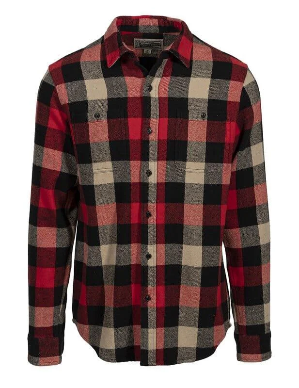 Schott NYC - Plaid Cotton Flannel Shirt in Black/Red Preppy Men's College Preppy Men's College