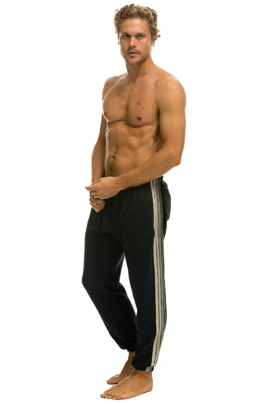 5 STRIPE SWEATPANTS - CHARCOAL // GREY Trendy Men's Oversized Trendy Men's Oversized